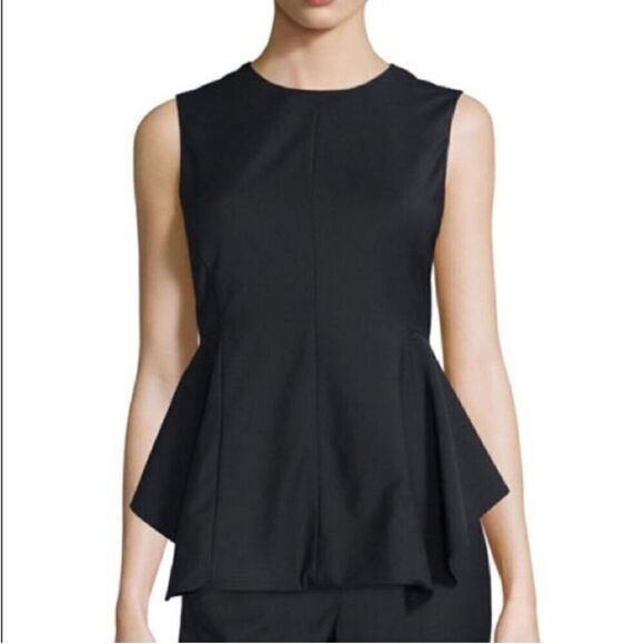 Theory Women's Gray Peplum Crew Neck High-Low Sleeveless Blouse S - Picture 1 of 5